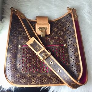 Authentic L Vuitton Perforated Musette Fuchsia Bag